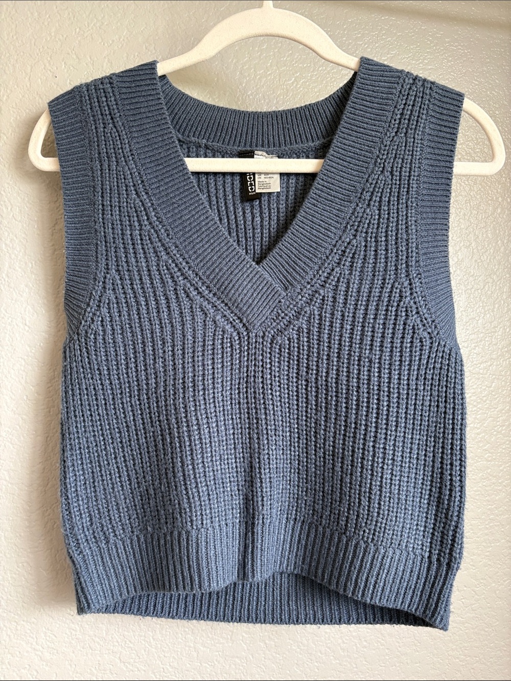 H&M Blue Knit V-Neck Sweater Vest